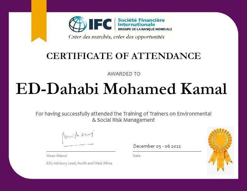 Certificat IFC ESG — Environmental & Social Risk Management — Déc. 2022